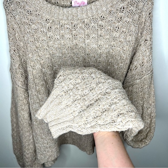 Pink Lily Boutique Cream Beige Chunky Oversized Knitted Sweater Size Extra Large - Picture 6 of 13